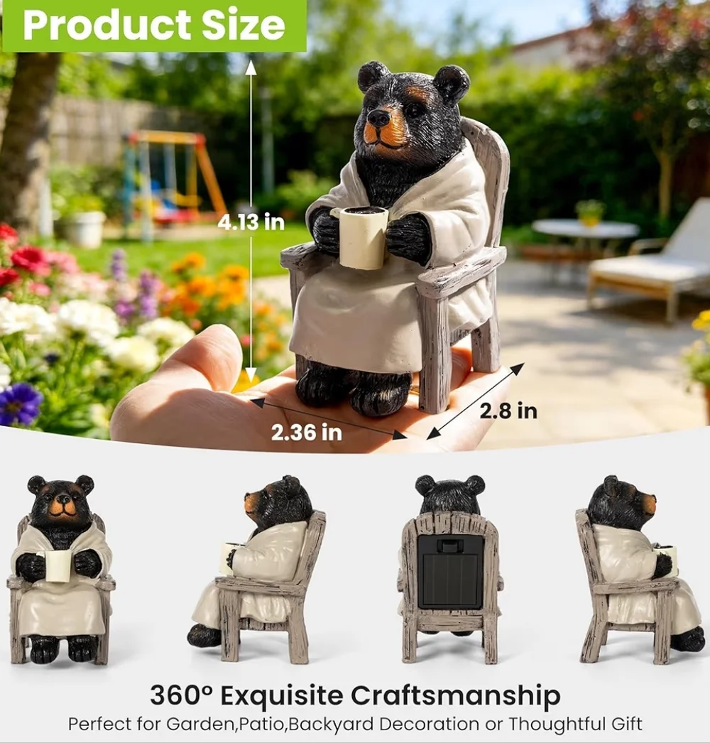 SOLAR GARDEN BLACK BEAR OUTDOOR STATUE NIB LAST ONE